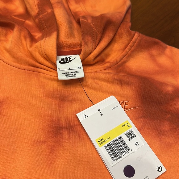 NWT Nike Club Fleece Tie Dye Hoodie Wild Mango/Dragon Red/Vintage Coral - Picture 5 of 6